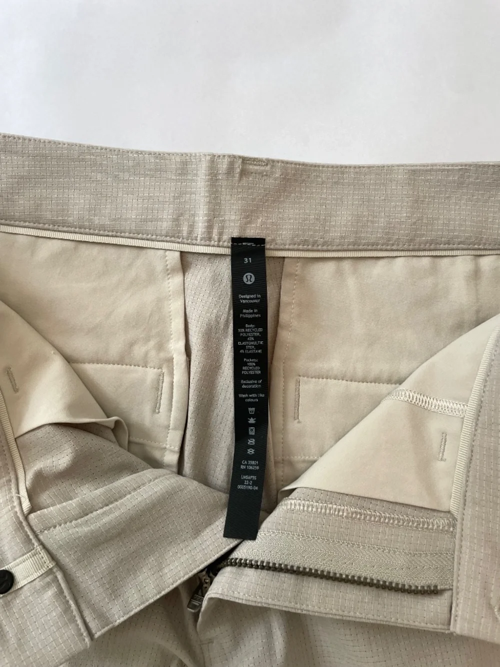 Lululemon Commission ABC Slim Golf Pants Trouser White Warpstream Men's 31
